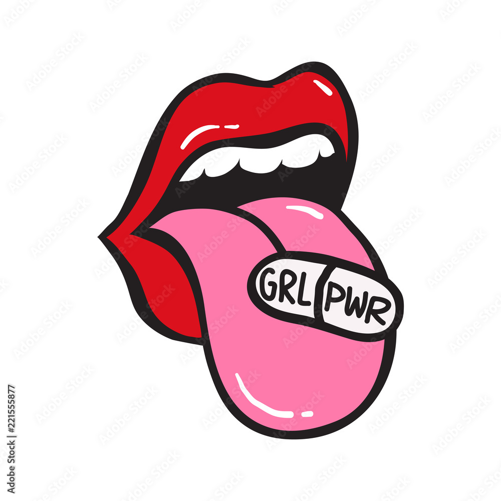 Obraz premium GRL PWR short quote. Girl Power cute hand drawing illustration