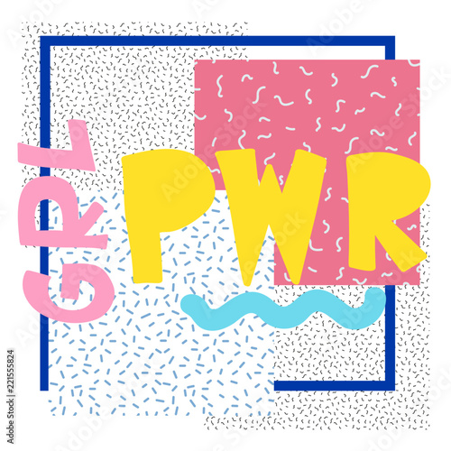 GRL PWR short quote. Girl Power simple cute illustration for print, bag, clothing. Perfect to stick on laptop, phone, wall everywhere. Modern feminist slogan, the latest tattoo trend