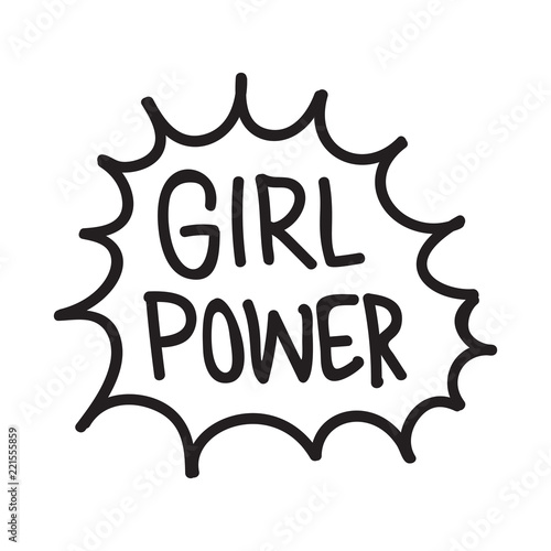 GRL PWR short quote. Girl Power cute hand drawing illustration