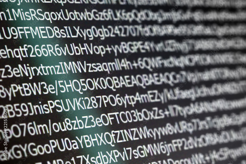 Close up macro shot selective focus of computer encoding screen. Close up macro shot selective focus of computer encoding screen.