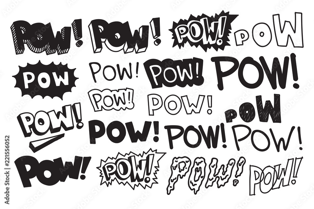 Obraz premium Typography slogan Pow text, universal short quote