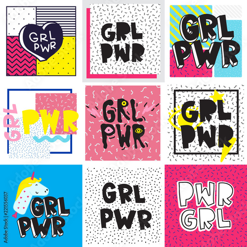 Typography colorful slogan Girl Power text, decoration