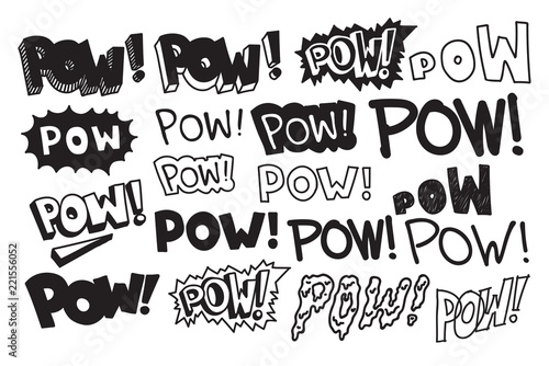 Typography slogan Pow text, universal short quote