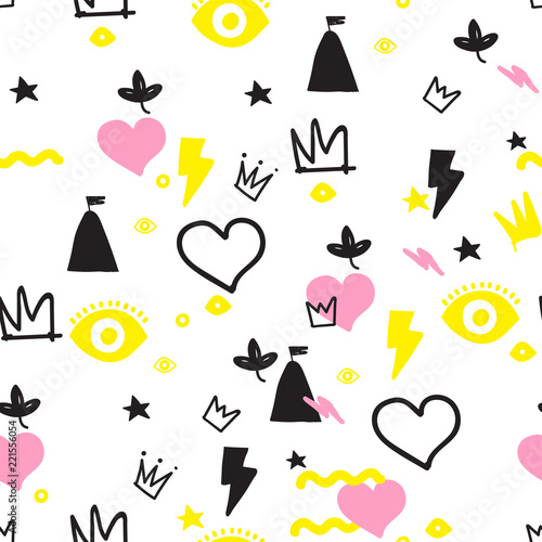 Universal trend hand drawing seamless pattern