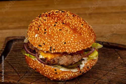 Tasty burger with meat