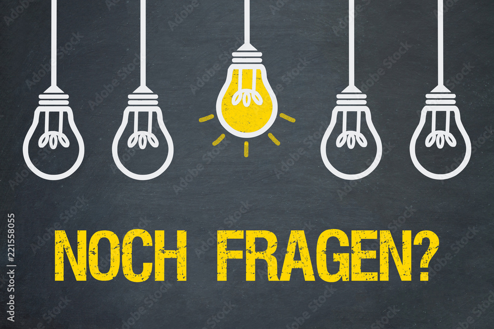 Noch Fragen? Tafel mit Glühbirnen Stock Illustration Adobe Stock