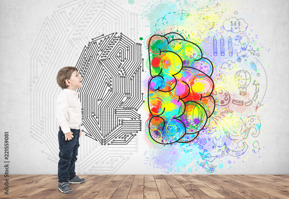 Little boy in jeans and shirt, creative thinking Little boy in jeans and shirt, creative thinking