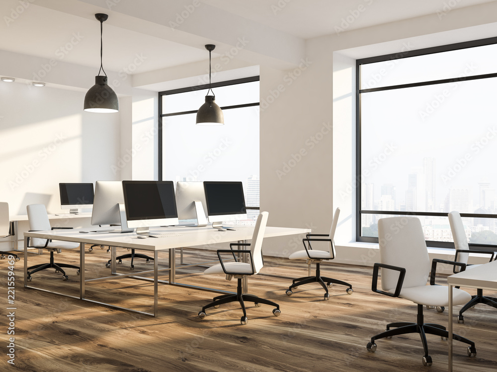 White loft office interior perspective White loft office interior perspective