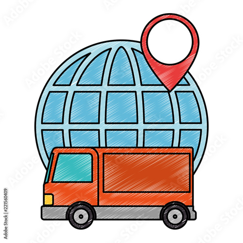 sphere planet with truck