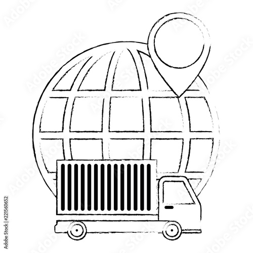 sphere planet with truck
