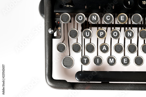 Close up of retro style typewriter in studio, once upon a time