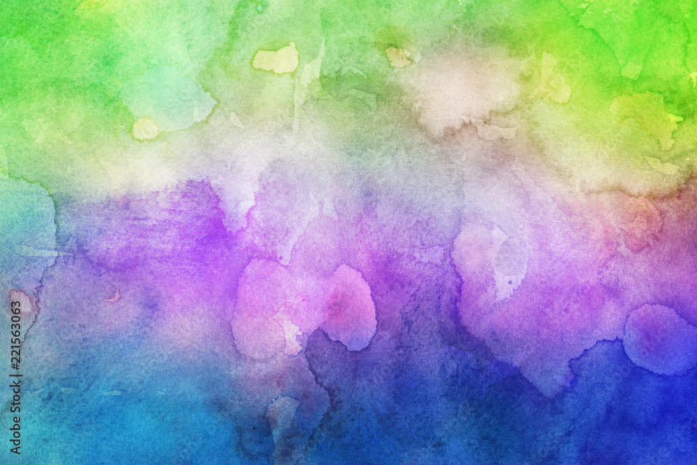 Colorful watercolor spring paper textures on white background. Chaotic abstract organic design. 