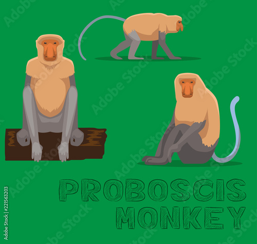 Monkey Proboscis Cartoon Vector Illustration