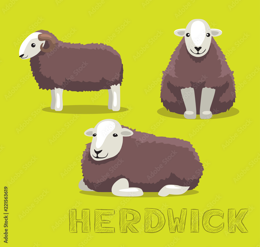 Naklejka premium Sheep Herdwick Cartoon Vector Illustration