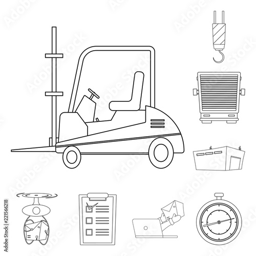 Vector illustration of goods and cargo symbol. Set of goods and warehouse stock vector illustration.