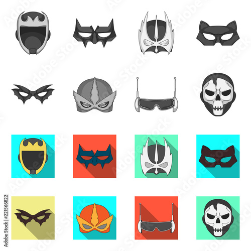 Vector design of hero and mask symbol. Collection of hero and superhero stock symbol for web. photo