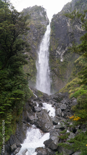 Devils Punchbowl Waterfall in Arthur  s Pass  New Zealand