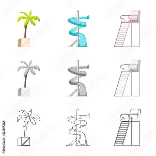 Vector design of pool and swimming icon. Collection of pool and activity stock symbol for web.