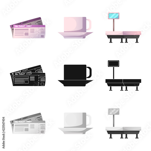 Vector design of airport and airplane icon. Collection of airport and plane stock symbol for web.