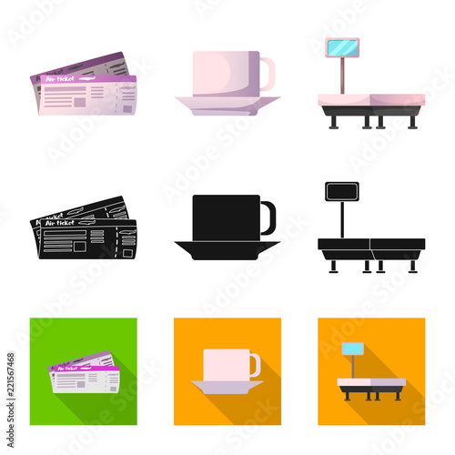 Isolated object of airport and airplane icon. Set of airport and plane stock symbol for web.