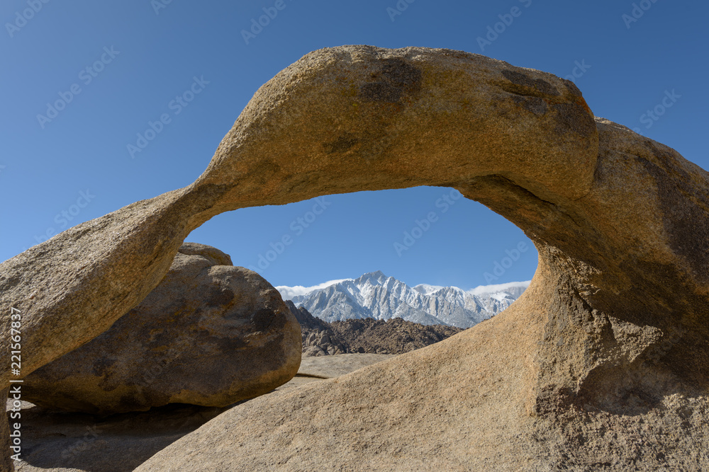 Mount Whitney seen through The Mobius Arch in Alabama Hills in the Eastern Sierra,California Mount Whitney seen through The Mobius Arch in Alabama Hills in the Eastern Sierra,California