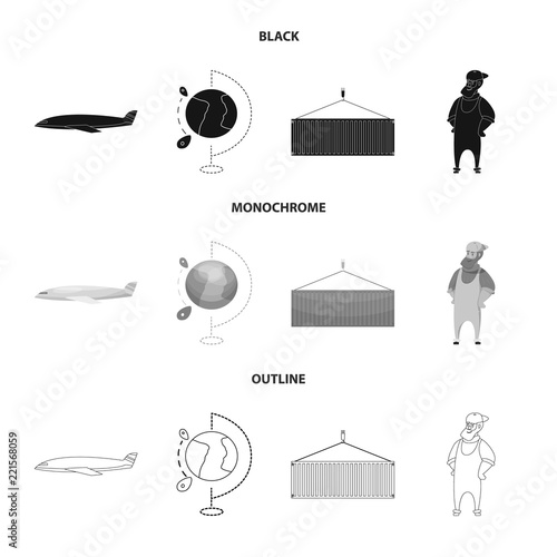 Vector illustration of goods and cargo icon. Set of goods and warehouse stock vector illustration.