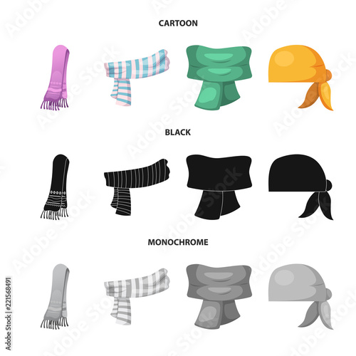 Vector design of scarf and shawl icon. Collection of scarf and accessory stock symbol for web.