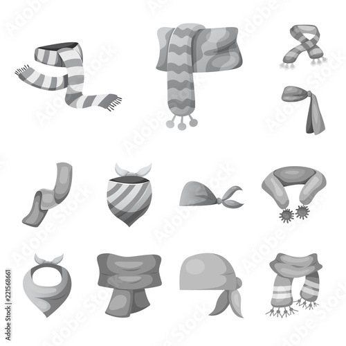 Vector design of scarf and shawl logo. Collection of scarf and accessory vector icon for stock.