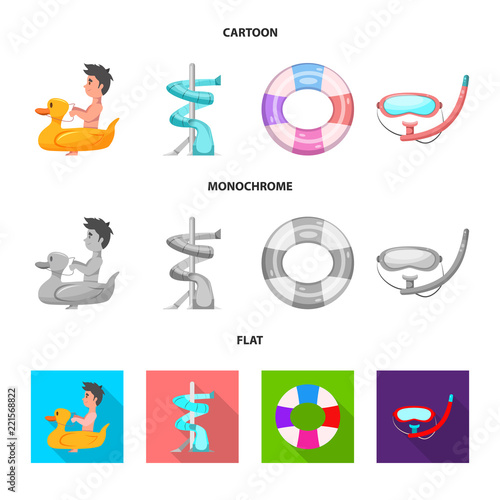 Isolated object of pool and swimming sign. Collection of pool and activity stock vector illustration.