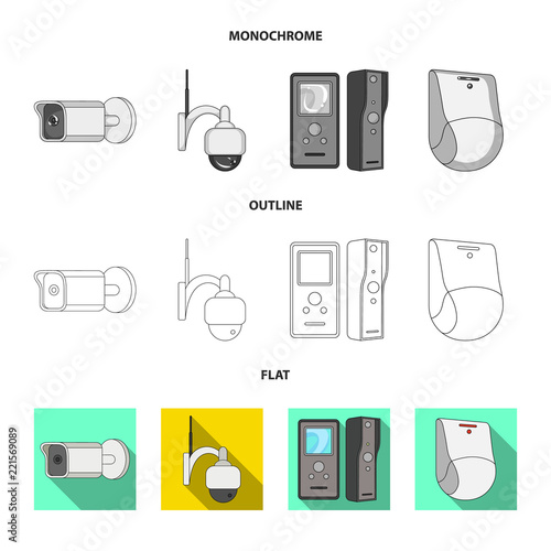 Vector design of cctv and camera symbol. Set of cctv and system stock vector illustration.