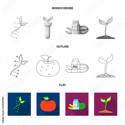 Isolated object of genetic and plant sign. Collection of genetic and biotechnology stock symbol for web. photo