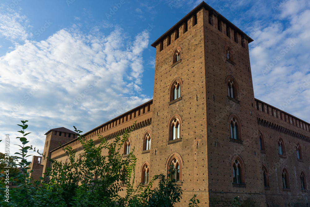 The facade of the Visconti Castle ( castello visconteo ). Medieval building with red brick facades in Pavia, Lombardy, Italy The facade of the Visconti Castle ( castello visconteo ). Medieval building with red brick facades in Pavia, Lombardy, Italy