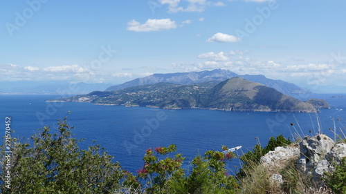 Fototapeta Naklejka Na Ścianę i Meble -  Capri mediterranean view on the sea over to the italian coast of amalfi