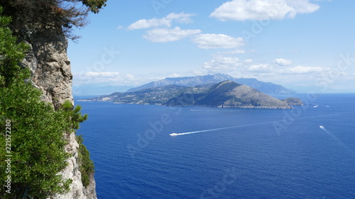 Capri northeastern coast view over to the italian coast of amalfi