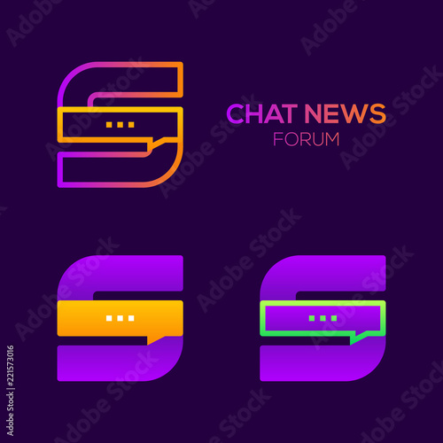 Letter S with Chat News and Forum logo, Social media, Speech bubble, Talk and Message, Technology and digital Social communication logotype