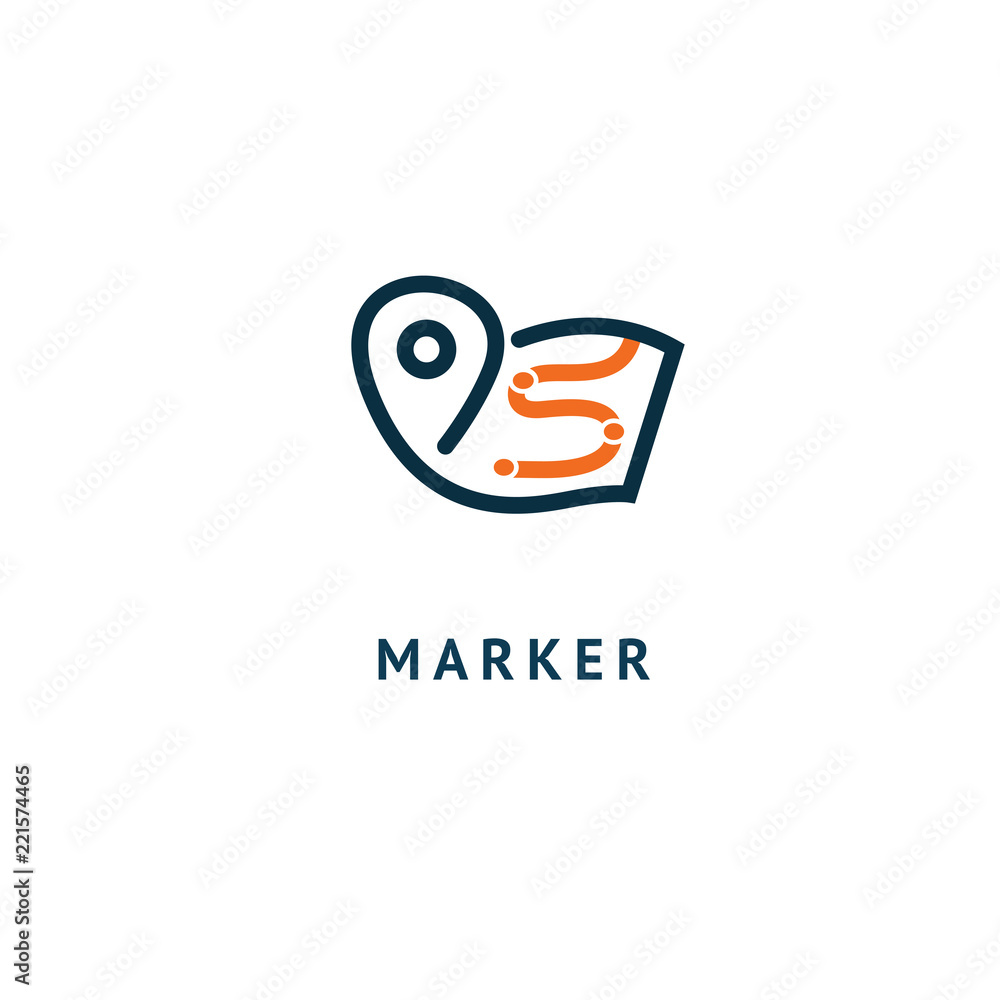 Map marker icon. Vector flat style illustration location pin logotype design. Location pin navigation logo template. Logo concept of navigator, guide, , booking hotel, Rent a Car, travel application.