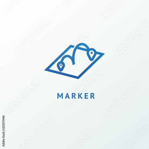 Map marker icon. Vector flat style illustration location pin logotype design. Location pin navigation logo template. Logo concept of navigator, guide, , booking hotel, Rent a Car, travel application.