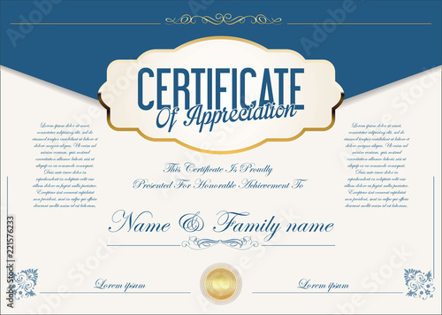 Certificate or diploma retro vintage design template