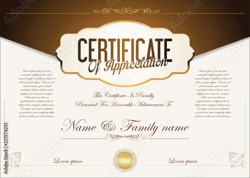 Certificate or diploma retro vintage design template