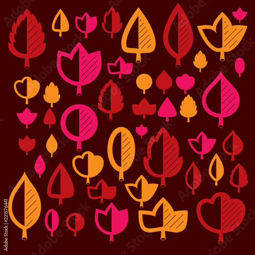 Autumn tree leaves, botany ...