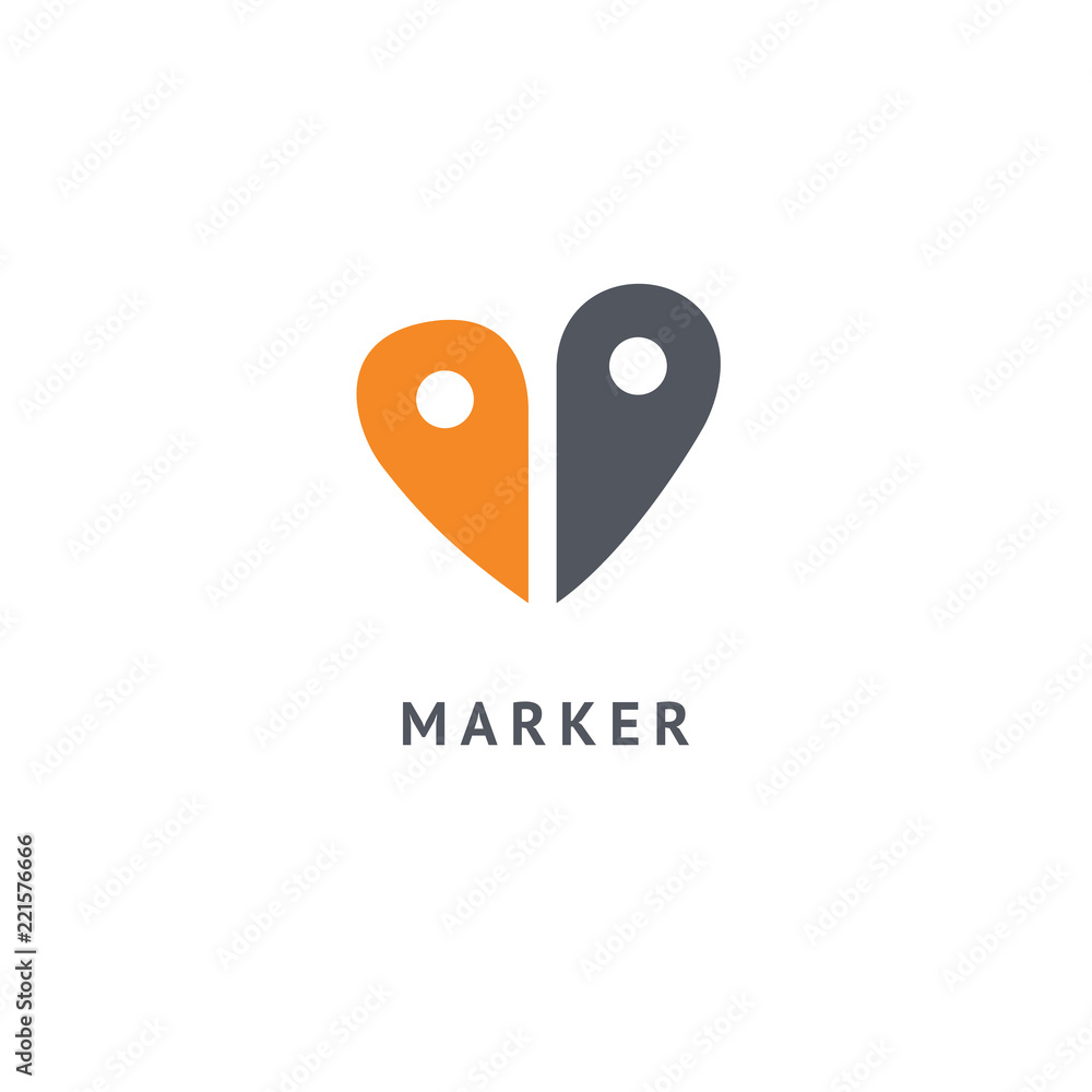 Map marker icon. Vector flat style illustration location pin logotype design. Location pin navigation logo template. Logo concept of navigator, guide, , booking hotel, Rent a Car, travel application. Map marker icon. Vector flat style illustration location pin logotype design. Location pin navigation logo template. Logo concept of navigator, guide, , booking hotel, Rent a Car, travel application.