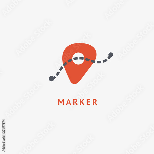 Map marker icon. Vector flat style illustration location pin logotype design. Location pin navigation logo template. Logo concept of navigator, guide, , booking hotel, Rent a Car, travel application.