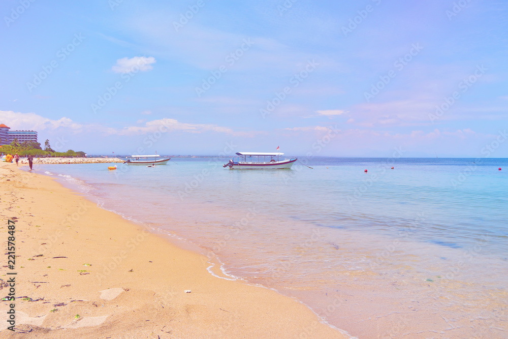 Sanur Beach, at Bali.  with Dreamy Pink Effects