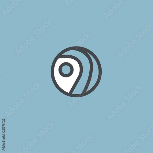 Map marker icon. Vector flat style illustration location pin logotype design. Location pin navigation logo template. Logo concept of navigator, guide, , booking hotel, Rent a Car, travel application.