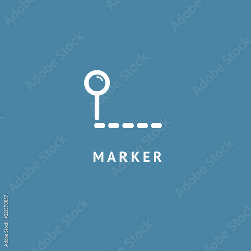 Map marker icon. Vector flat style illustration location pin logotype design. Location pin navigation logo template. Logo concept of navigator, guide, , booking hotel, Rent a Car, travel application.