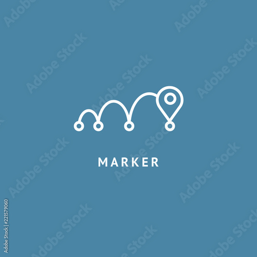 Map marker icon. Vector flat style illustration location pin logotype design. Location pin navigation logo template. Logo concept of navigator, guide, , booking hotel, Rent a Car, travel application.