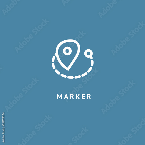Map marker icon. Vector flat style illustration location pin logotype design. Location pin navigation logo template. Logo concept of navigator, guide, , booking hotel, Rent a Car, travel application.