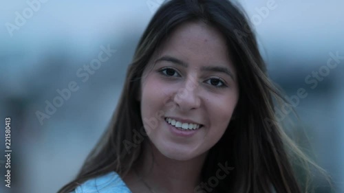 Portrait of Cute hispanic young woman smiling to camera2 photo