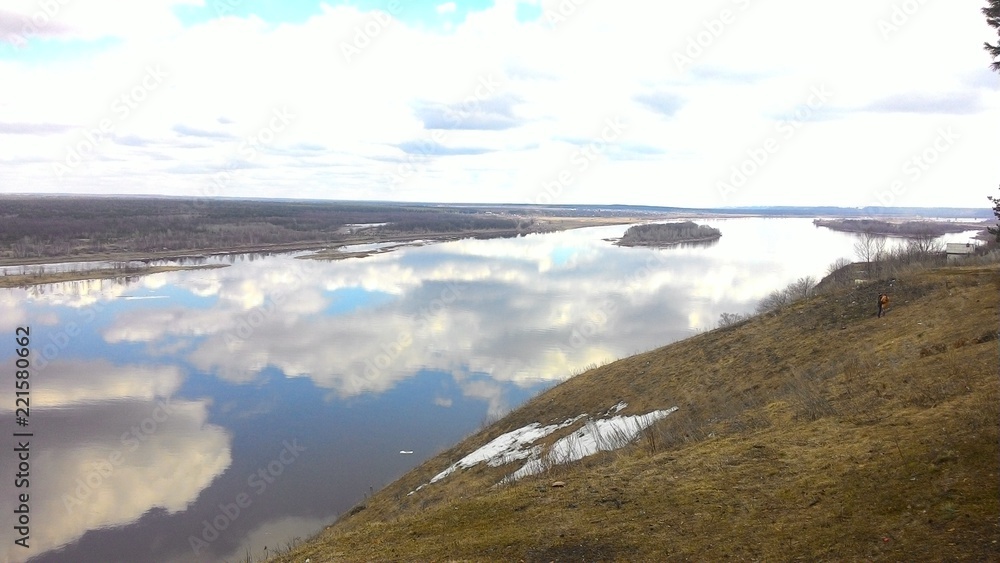 River, water, sky, River, water, sky,