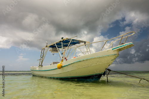 Boat in the caribbian sea